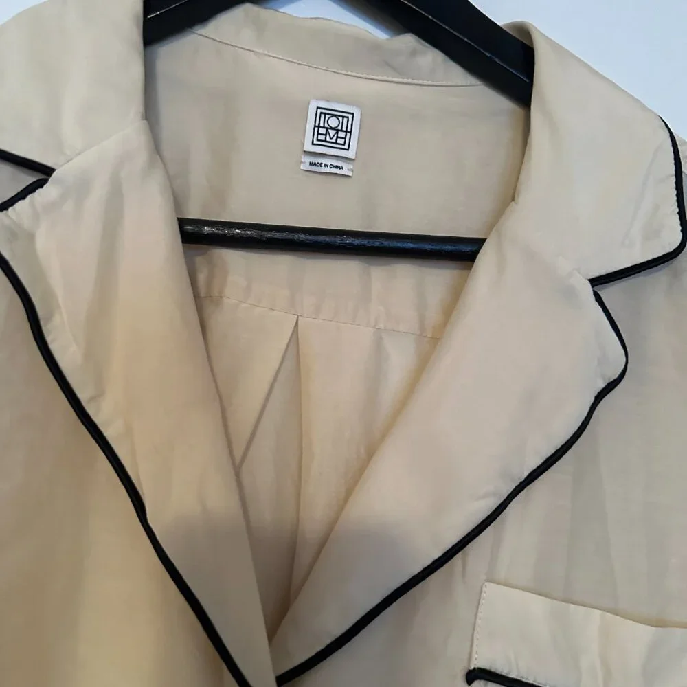 Toteme Cotton Silk PJ Blouse - Cream - Size 40 (US 8) - Picture 4 of 9